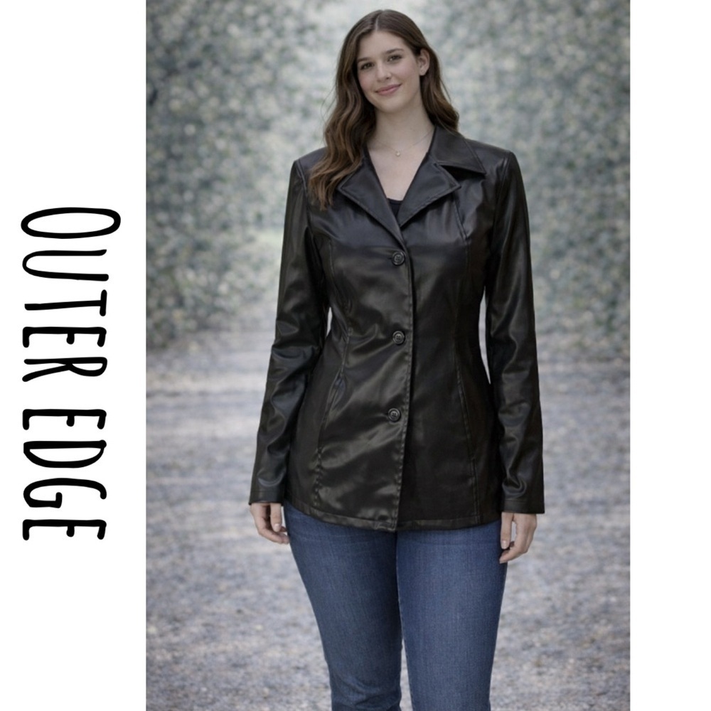 Outer edge women’s black button jacket